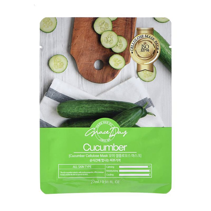 Тканинна маска для обличчя Grace Day Cellulose Mask з екстрактом огірка, 27 мл